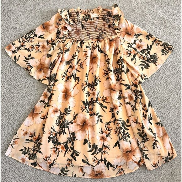 Happy x Nature Dress Smocked Floral By Kate Hudson Blush Pink - Picture 1 of 16